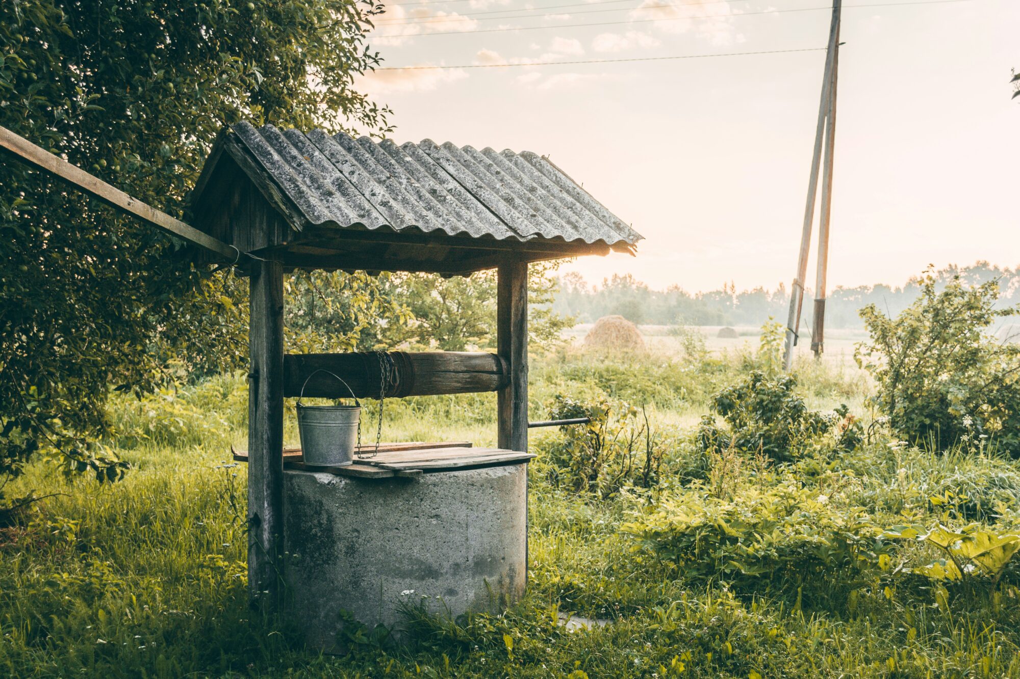 Water well on a self-sufficient homestead property