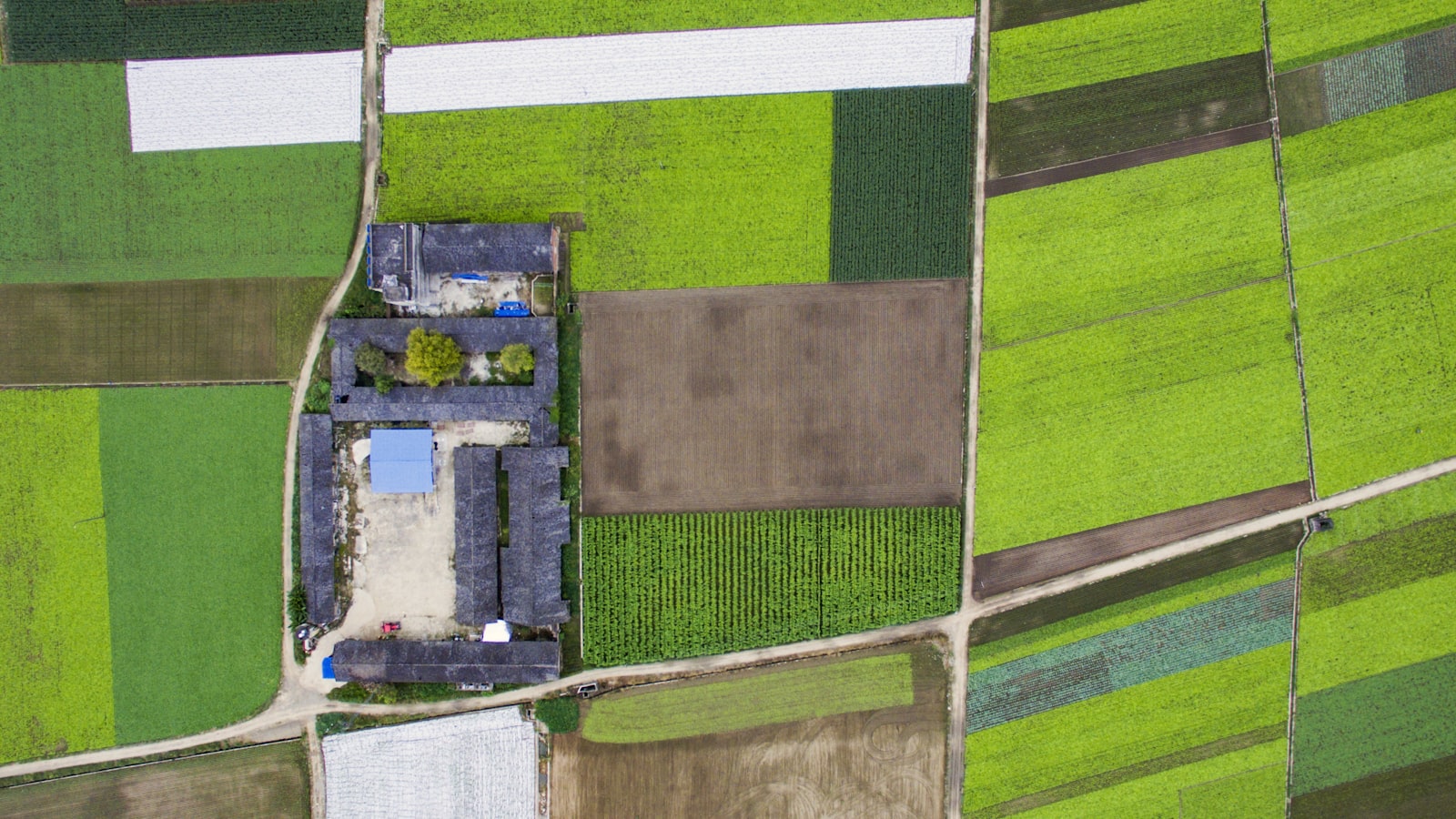 Aerial view of rural land and property for homestead evaluation